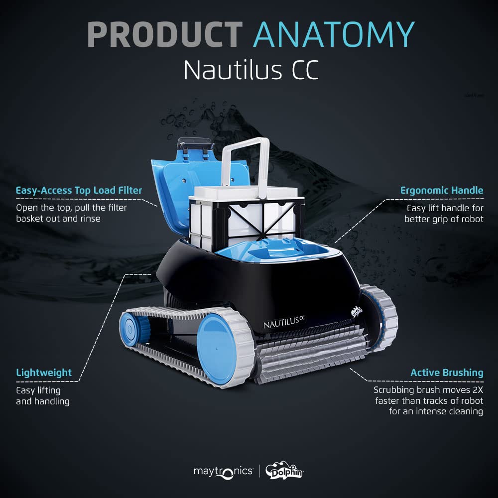 Nautilus CC Automatic Robotic Pool Vacuum Cleaner, Wall Climbing Scrubber Brush, Top Load Filter Access, Ideal for Above/In-Ground Pools up to 33 FT in Length
