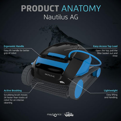 Nautilus AG Automatic Robotic Pool Vacuum Cleaner, Active Scrubber Brush, Top Load Filters Access, Ideal for Above-Ground Pools up to 33 FT in Length 2026 Model