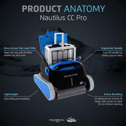 Nautilus CC Pro Wi-Fi Automatic Robotic Pool Vacuum Cleaner, Wall Climbing, Waterline Scrubber Brush, Ideal for In-Ground Pools up to 50 FT in Length