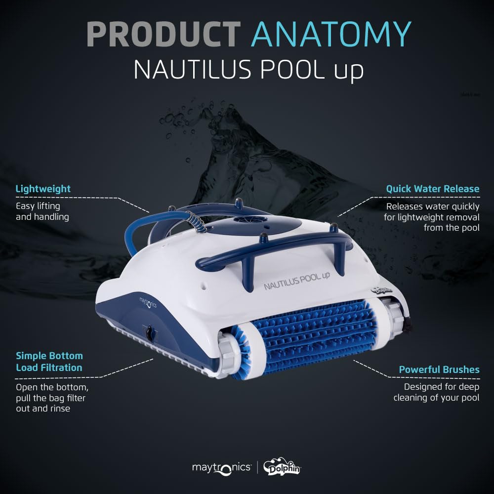 Nautilus Pool-Up Robotic Pool Vacuum Cleaner up to 26 FT - Wall Climbing with Scrubber Brush
