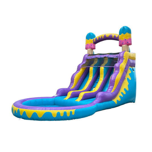 16ft Ice Pop Inflatable Wet Dry Dual Slide with Pool & Blower