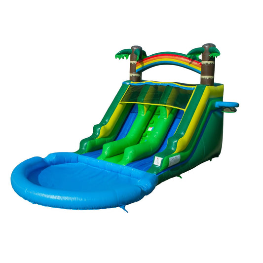 Kids Backyard Tropical Theme 21FT(L) Dual-Lane Water Slide