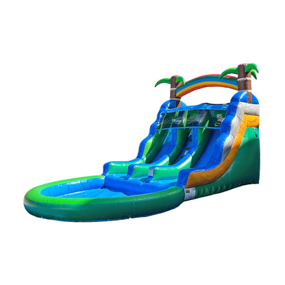 13ft Tropical Inflatable Wet Dry Dual Slide with Pool & Blower