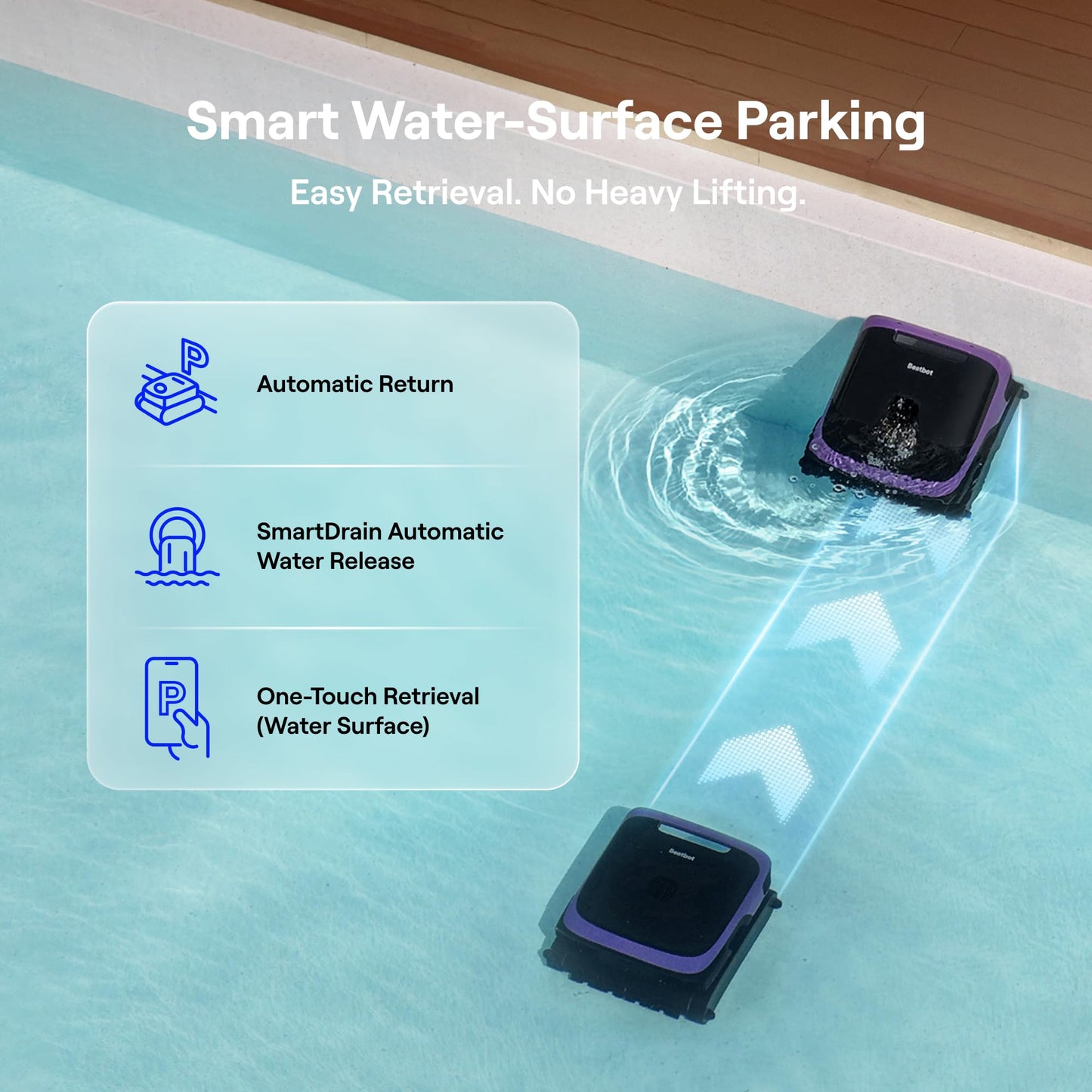 Sora 70 Pool Vacuum Robot, 360° Top-to-Bottom Cleaning, Smart Surface Parking, 6L Capacity, 6800GPH Super Power for Above & In-Ground Pools Up to 3,200 sq. ft, Lavender Purple