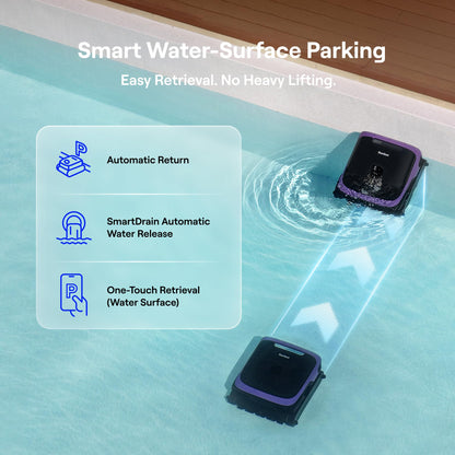 Sora 70 Pool Vacuum Robot, 360° Top-to-Bottom Cleaning, Smart Surface Parking, 6L Capacity, 6800GPH Super Power for Above & In-Ground Pools Up to 3,200 sq. ft, Lavender Purple