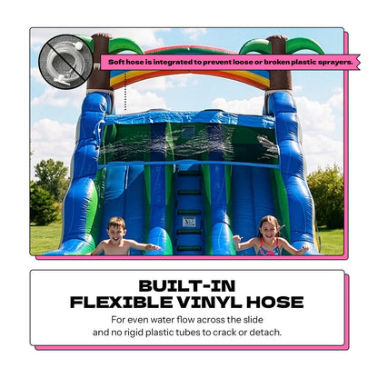 13ft Tropical Inflatable Wet Dry Dual Slide with Pool & Blower