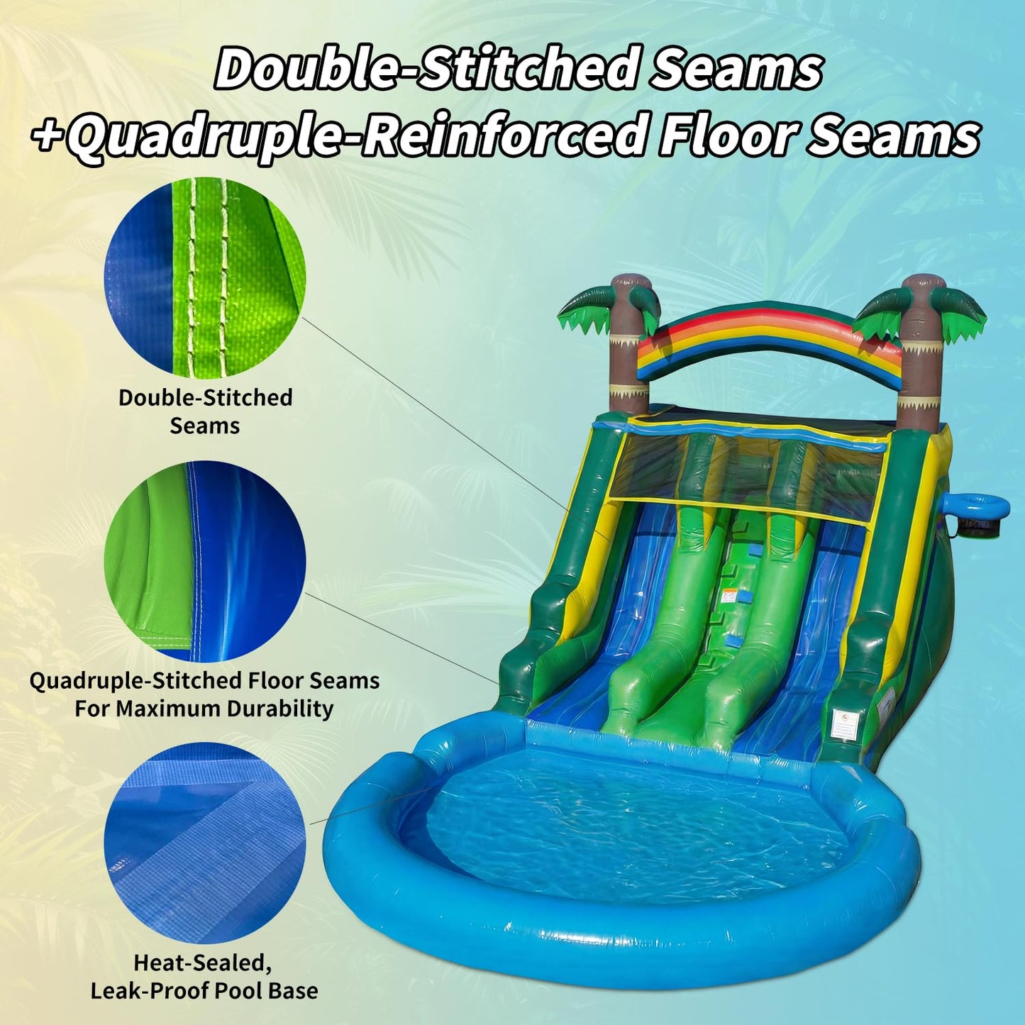 Kids Backyard Tropical Theme 21FT(L) Dual-Lane Water Slide