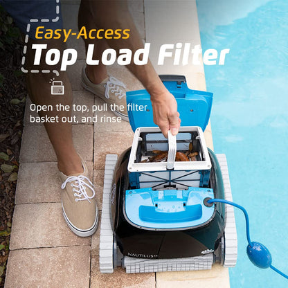 Nautilus CC Automatic Robotic Pool Vacuum Cleaner, Wall Climbing Scrubber Brush, Top Load Filter Access, Ideal for Above/In-Ground Pools up to 33 FT in Length