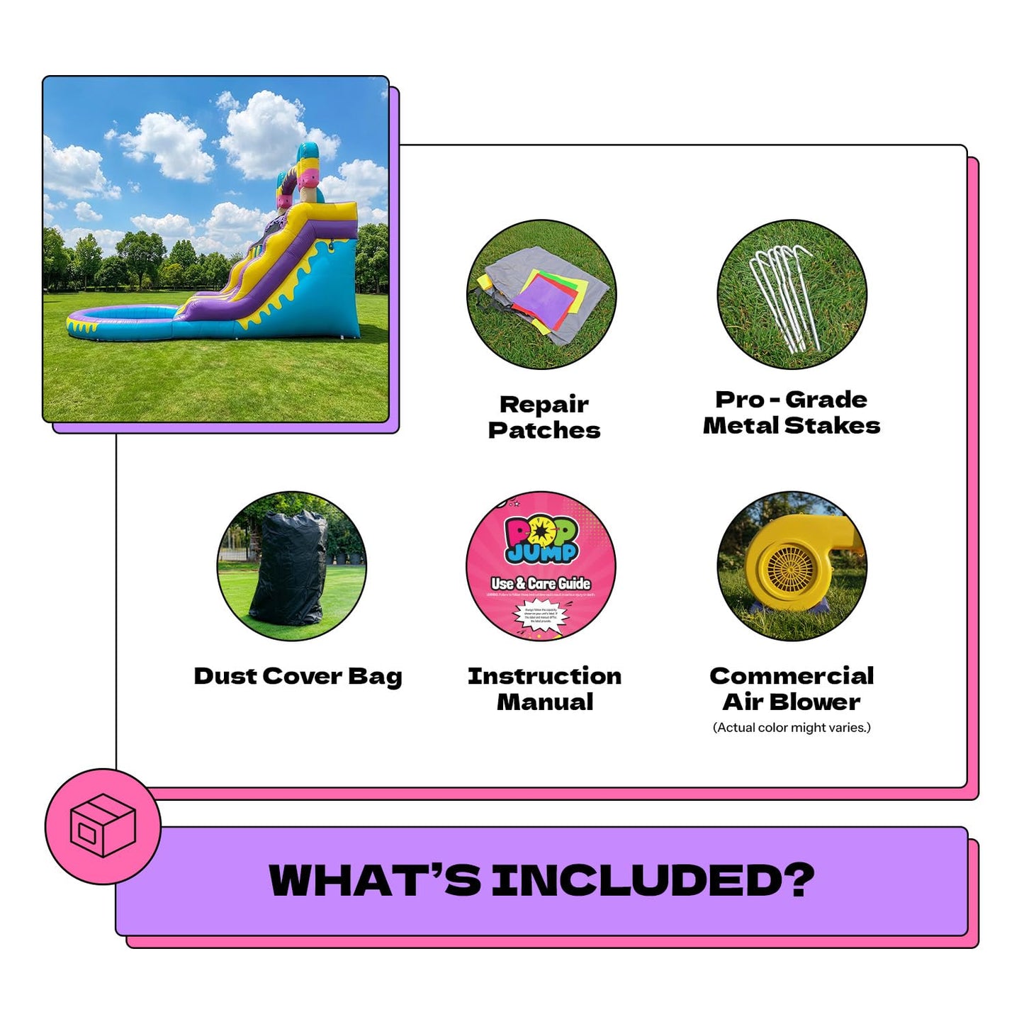 16ft Ice Pop Inflatable Wet Dry Dual Slide with Pool & Blower