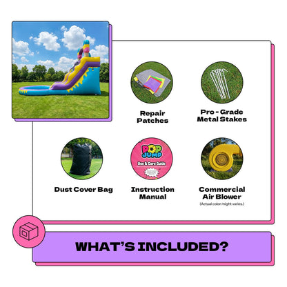 16ft Ice Pop Inflatable Wet Dry Dual Slide with Pool & Blower