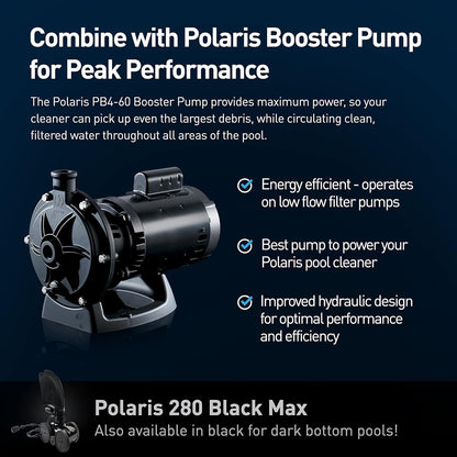 Polaris Vac-Sweep 280 Pressure-Side In-ground Pool Cleaner, Double Venturi Jet Powered, 31ft of Hose with an All Purpose Debris Bag