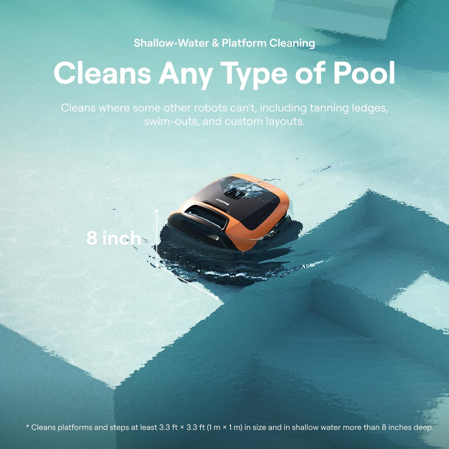 Sora 30 Pool Vacuum Robot, 4-in-1 Cleaner with Shallow-Area Cleaning, 6800GPH Power, Smart Surface Parking, 5L Capacity for Above & In-Ground Pools Up to 3229 sq. ft, Vibrant Orange