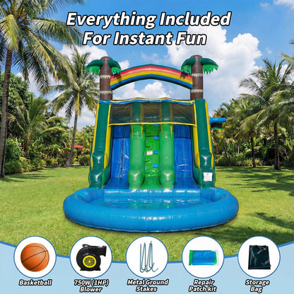 Kids Backyard Tropical Theme 21FT(L) Dual-Lane Water Slide