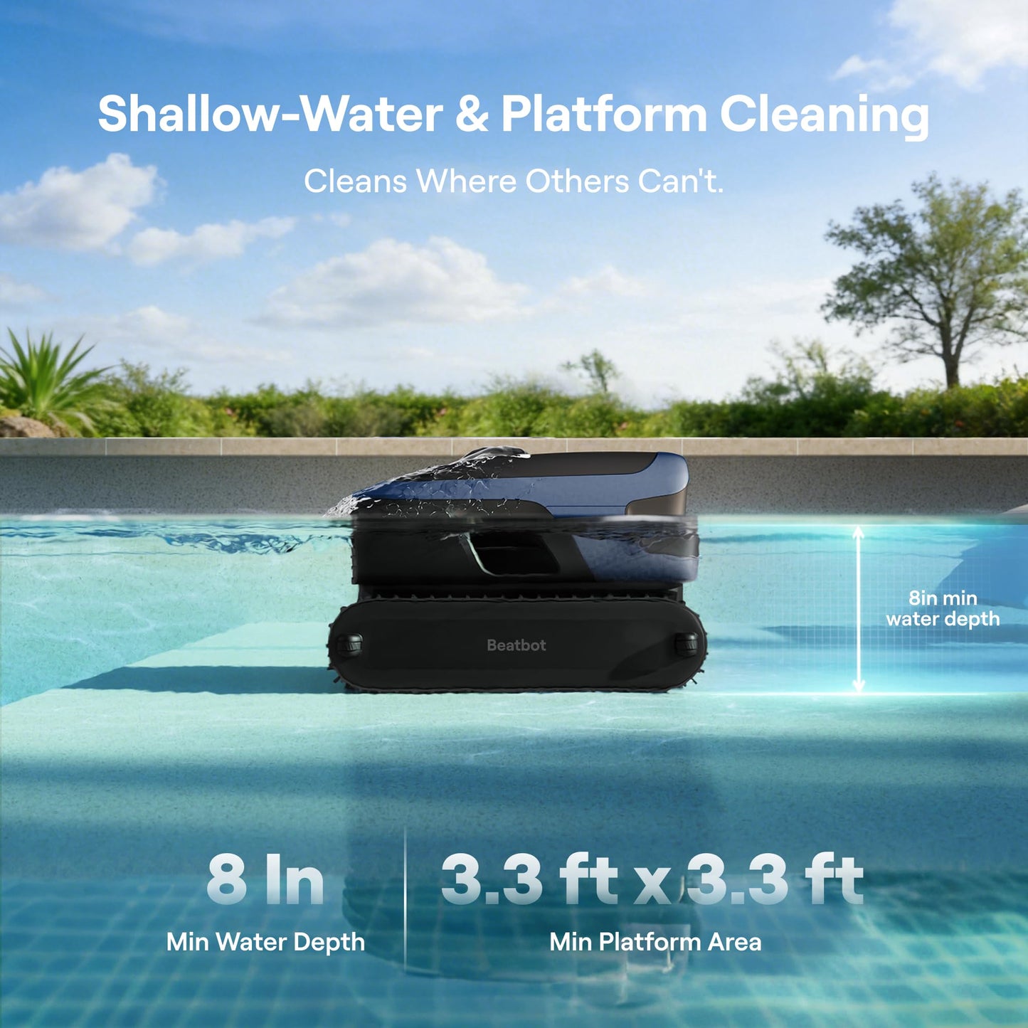 Sora 70 Pool Vacuum Robot, 360° Top-to-Bottom Cleaning, Smart Surface Parking, 6L Capacity, 6800GPH Super Power for Above & In-Ground Pools Up to 3,200 sq. ft, Navy Blue