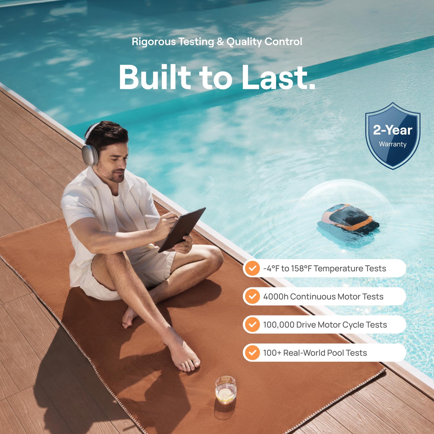 Sora 30 Pool Vacuum Robot, 4-in-1 Cleaner with Shallow-Area Cleaning, 6800GPH Power, Smart Surface Parking, 5L Capacity for Above & In-Ground Pools Up to 3229 sq. ft, Vibrant Orange