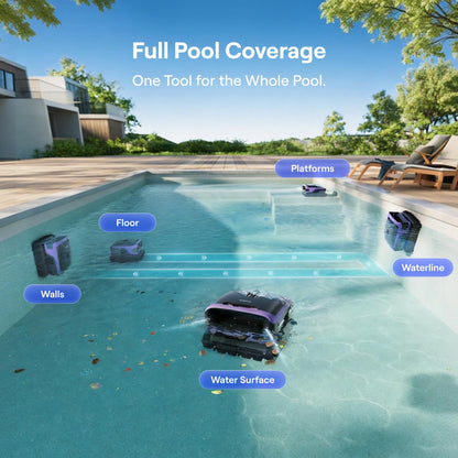 Sora 70 Pool Vacuum Robot, 360° Top-to-Bottom Cleaning, Smart Surface Parking, 6L Capacity, 6800GPH Super Power for Above & In-Ground Pools Up to 3,200 sq. ft, Lavender Purple