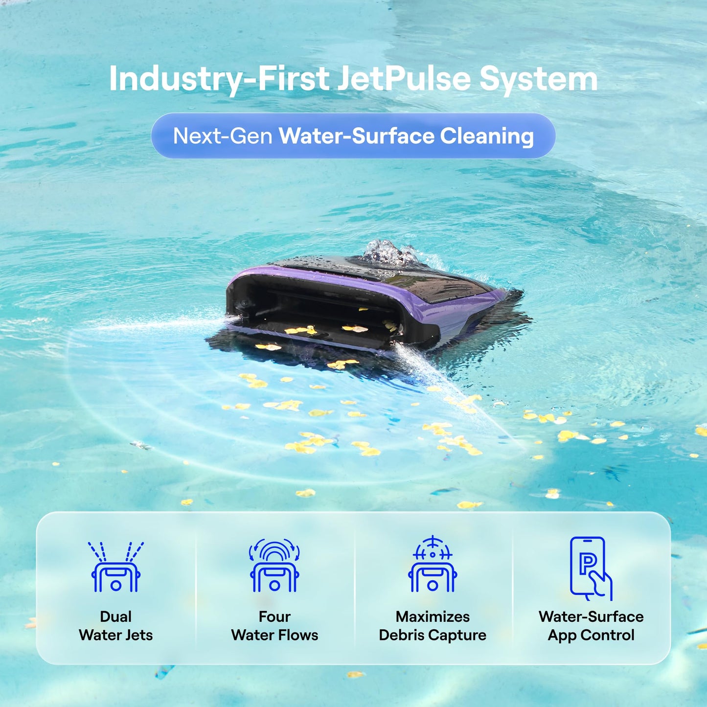Sora 70 Pool Vacuum Robot, 360° Top-to-Bottom Cleaning, Smart Surface Parking, 6L Capacity, 6800GPH Super Power for Above & In-Ground Pools Up to 3,200 sq. ft, Lavender Purple