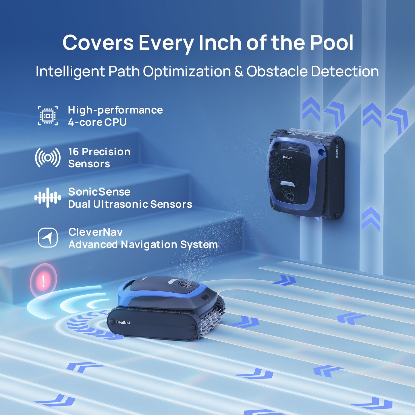 AquaSense 2 Cordless Robotic Pool Vacuum Cleaner, Smart Surface Parking, Double-Pass Waterline Scrubbing, Cleans Floor, Walls and Waterline