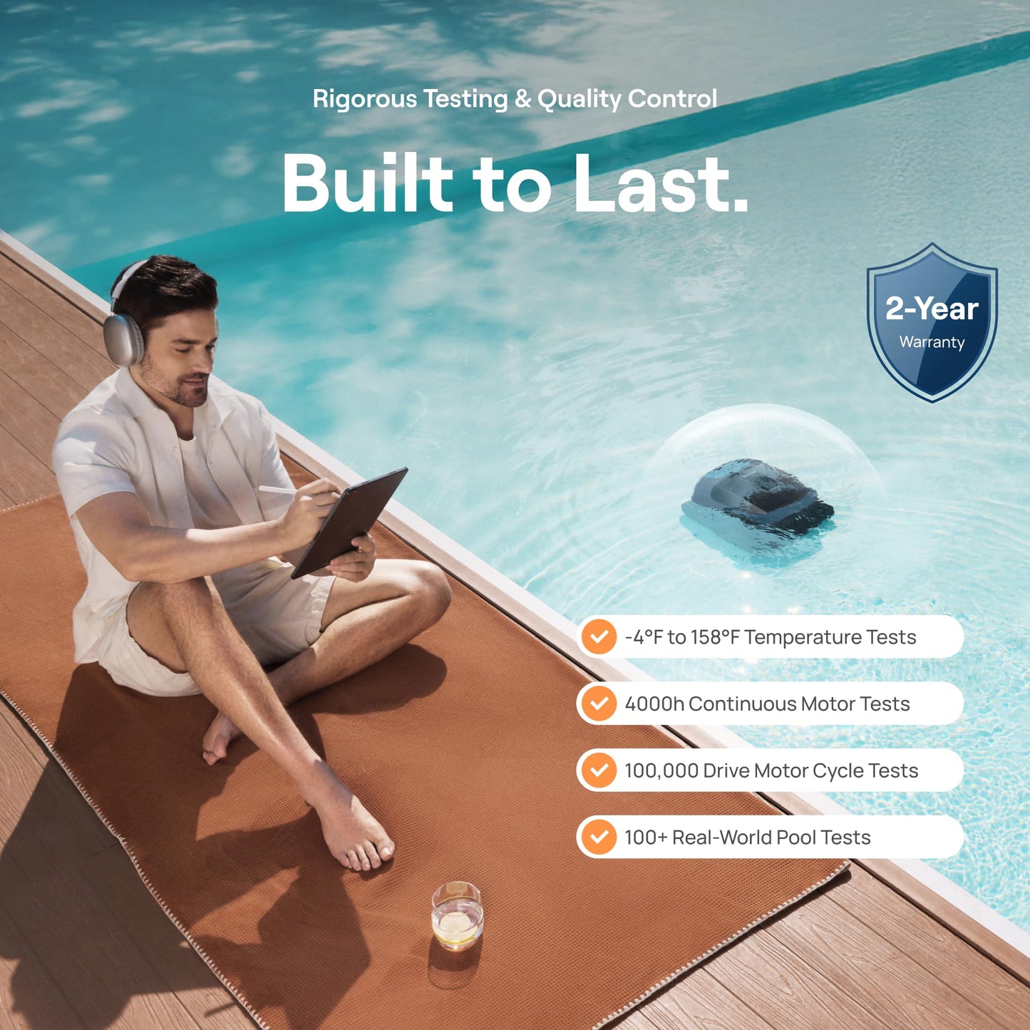 Sora 30 Pool Vacuum, Floor & Wall & Waterline & Platform Cleaning, 6800GPH Power, Smart Parking, 300Min Runtime, 5L Capacity, for Above & In-Ground Pools 3229 sq.ft, Deep Blue