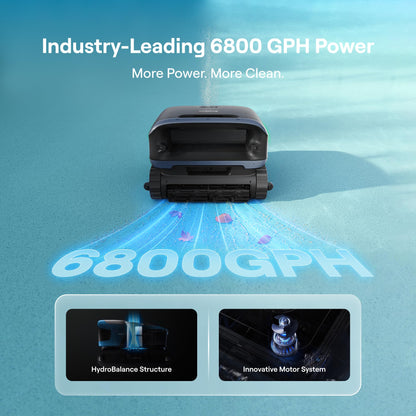 Sora 70 Pool Vacuum Robot, 360° Top-to-Bottom Cleaning, Smart Surface Parking, 6L Capacity, 6800GPH Super Power for Above & In-Ground Pools Up to 3,200 sq. ft, Navy Blue