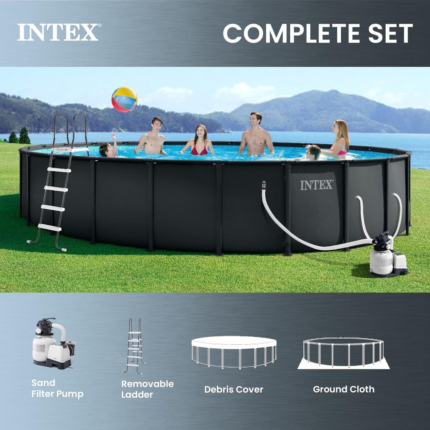 Ultra XTR 24ft x 52in Round Above Ground Swimming Pool Set w/Pump