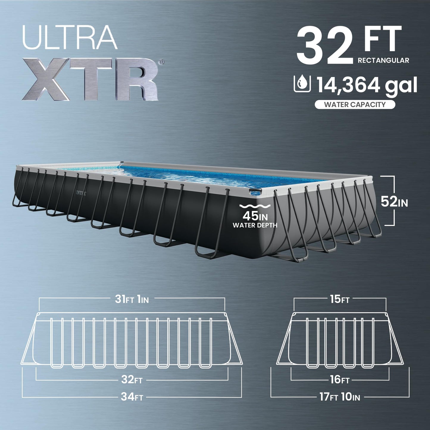 Ultra XTR 32ft x 16ft x 52in Above Ground Swimming Pool Set w/Pump