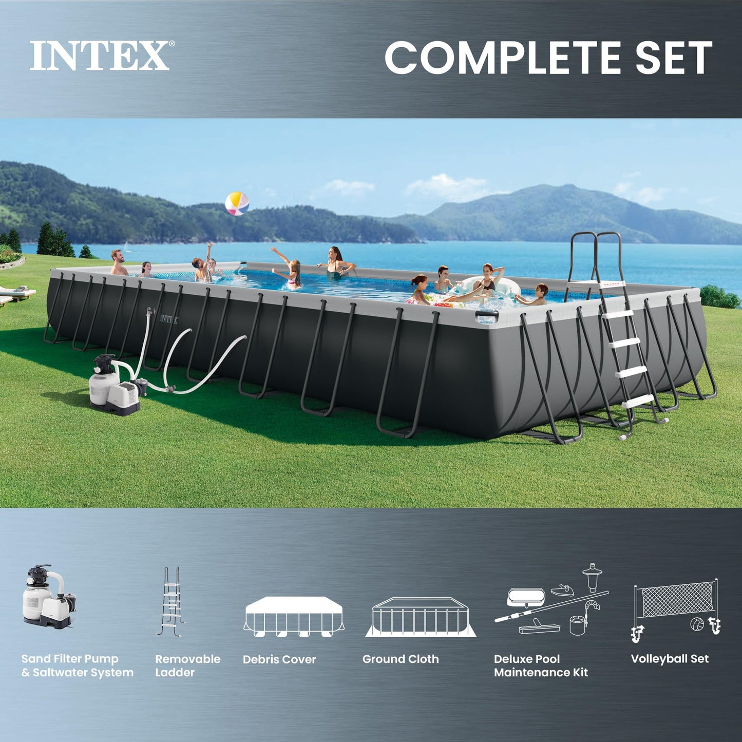 Ultra XTR 32ft x 16ft x 52in Above Ground Swimming Pool Set w/Pump