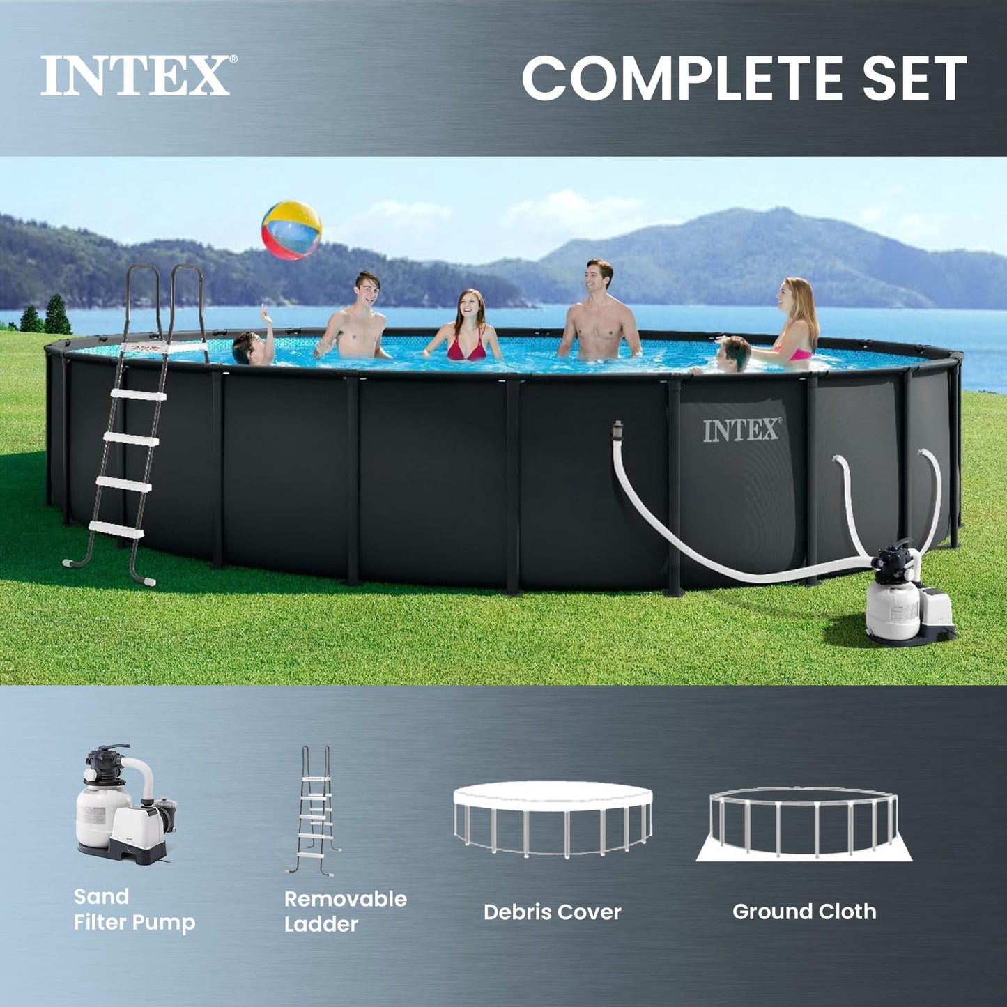 Ultra XTR 26ft x 52in Round Above Ground Swimming Pool Set w/Pump