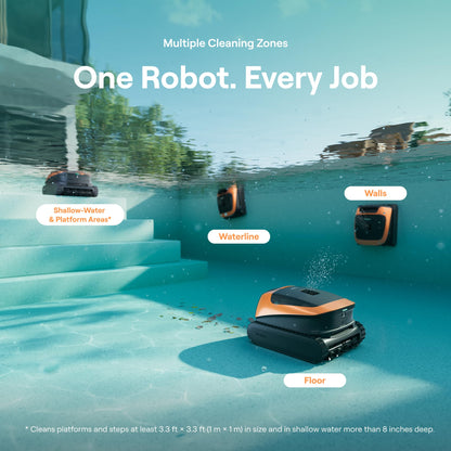 Sora 30 Pool Vacuum Robot, 4-in-1 Cleaner with Shallow-Area Cleaning, 6800GPH Power, Smart Surface Parking, 5L Capacity for Above & In-Ground Pools Up to 3229 sq. ft, Vibrant Orange