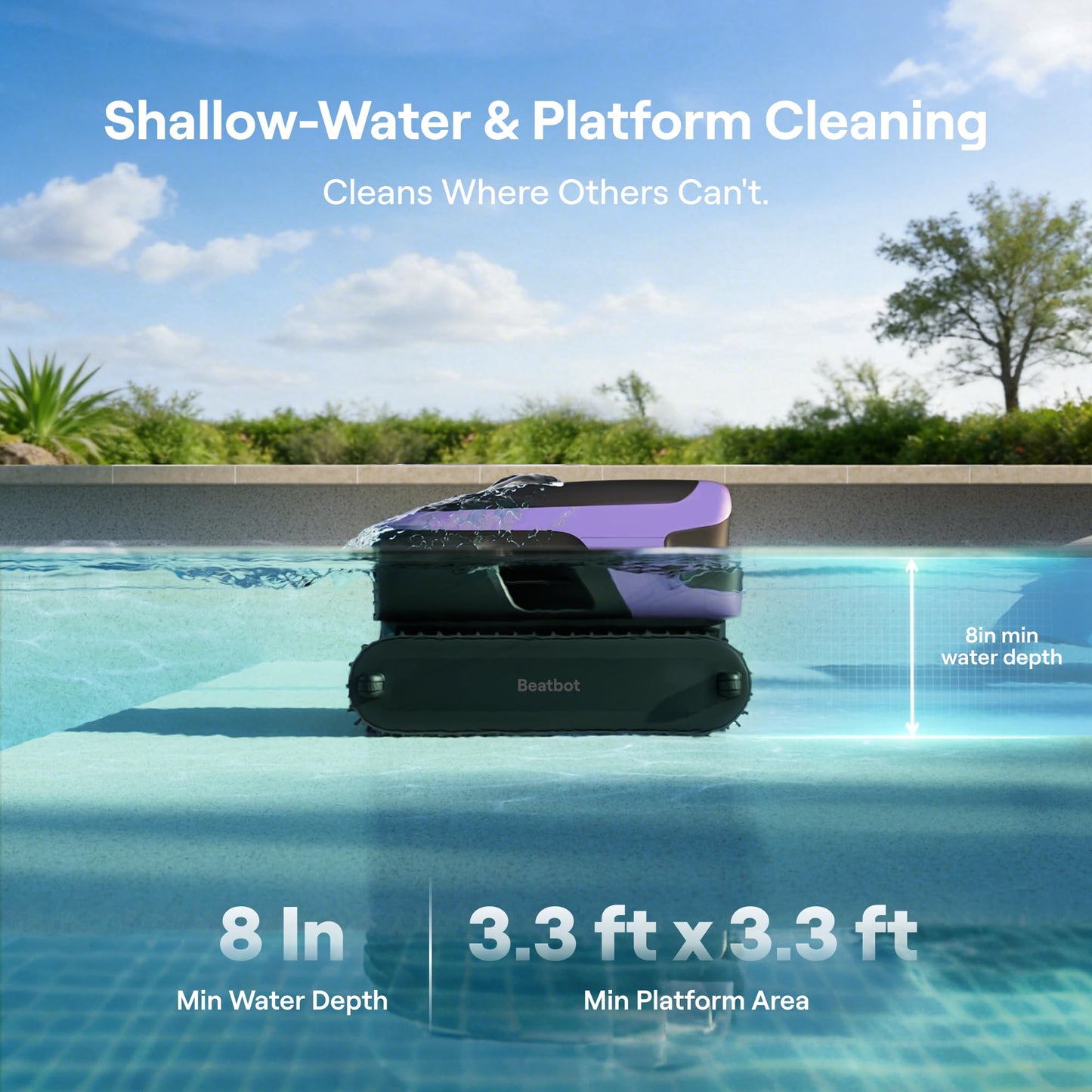 Sora 70 Pool Vacuum Robot, 360° Top-to-Bottom Cleaning, Smart Surface Parking, 6L Capacity, 6800GPH Super Power for Above & In-Ground Pools Up to 3,200 sq. ft, Lavender Purple