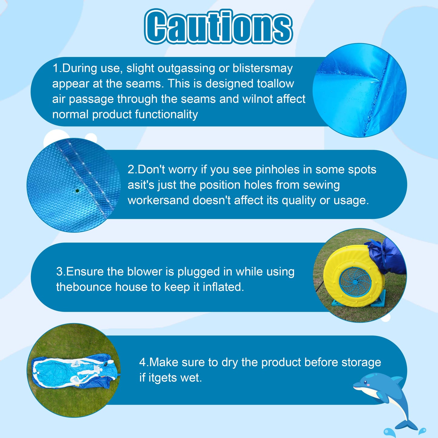 Inflatable Water Slide Commercial Grade: Water Bounce House for Adults and Teenagers - Big Pool, Premium PVC, Wet & Dry, Blower Included - for Backyard Outdoor Birthday Party, Dolphin Style