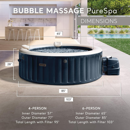 PureSpa 6 Person Inflatable Hot Tub with Energy-Efficient Spa Cover