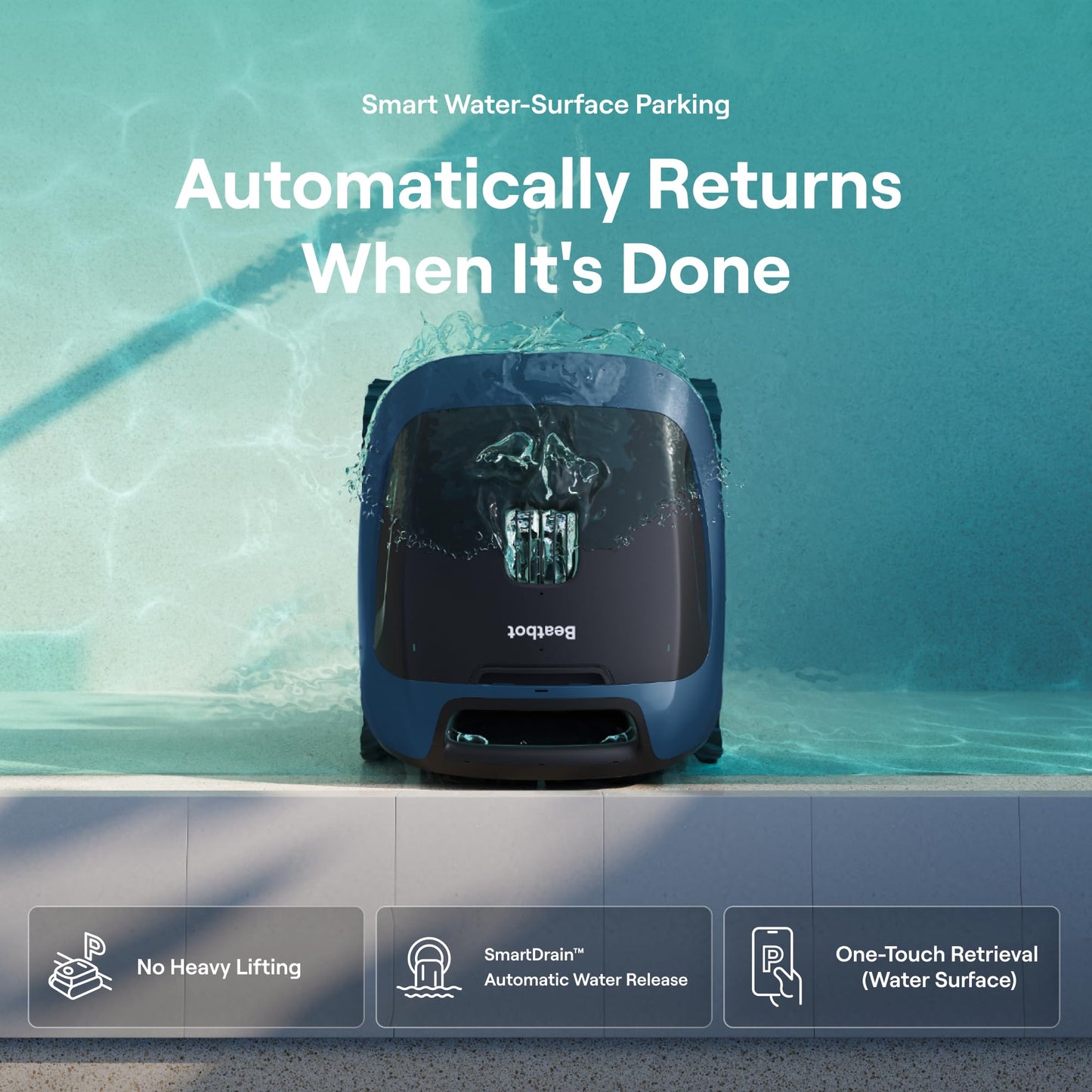 Sora 30 Pool Vacuum, Floor & Wall & Waterline & Platform Cleaning, 6800GPH Power, Smart Parking, 300Min Runtime, 5L Capacity, for Above & In-Ground Pools 3229 sq.ft, Deep Blue