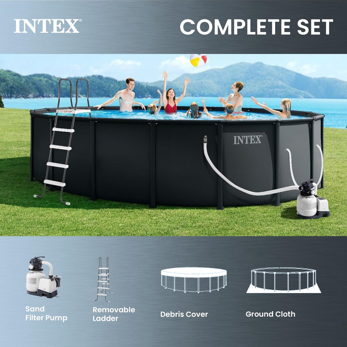 Ultra XTR 18ft x 52in Round Above Ground Swimming Pool Set w/Pump